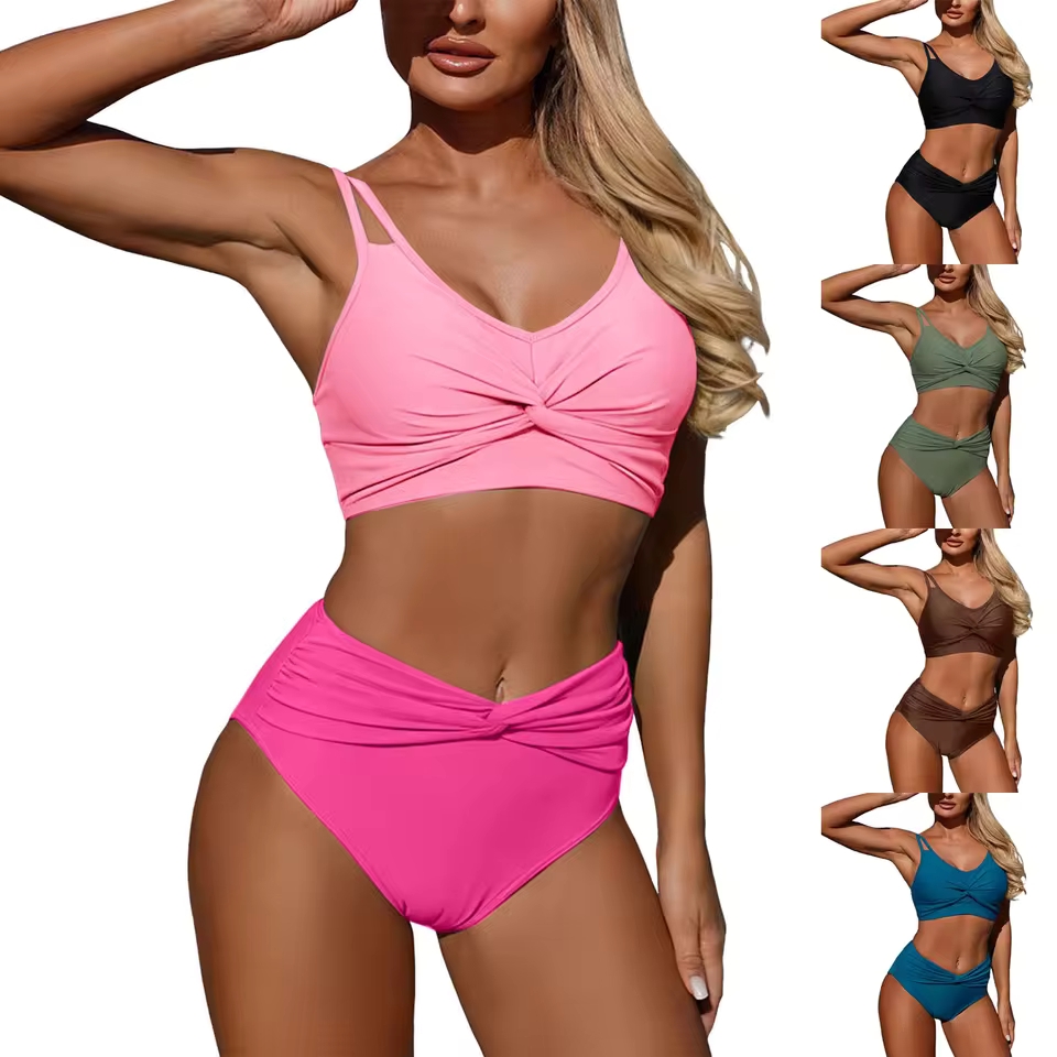 Swimsuit Bikini Ruched - Women High Waisted Bikini Sexy Push