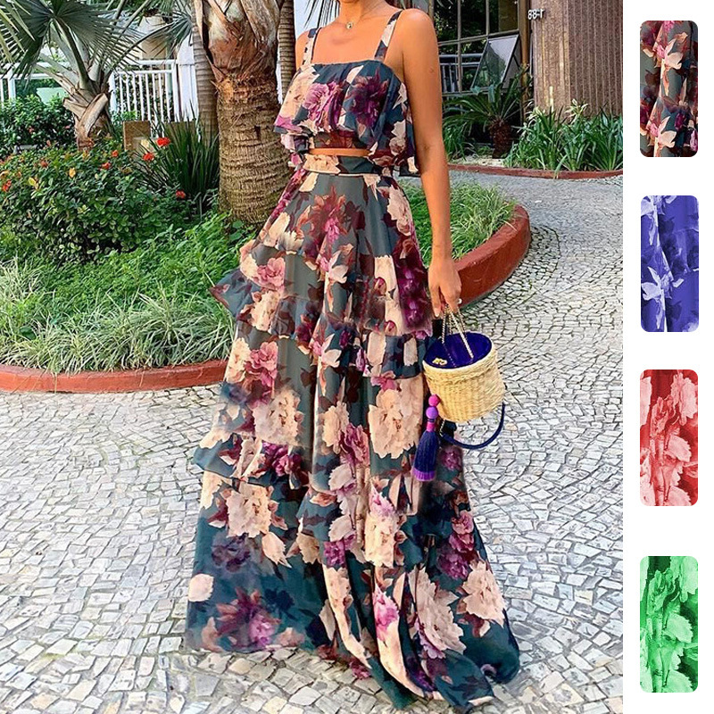 Women's Two Piece Outfits Flor - Romper Floral Print บทวิจารณ์และราคา