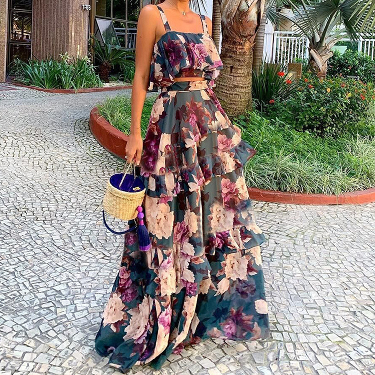 Women's Two Piece Outfits Flor - Romper Floral Print บทวิจารณ์และราคา