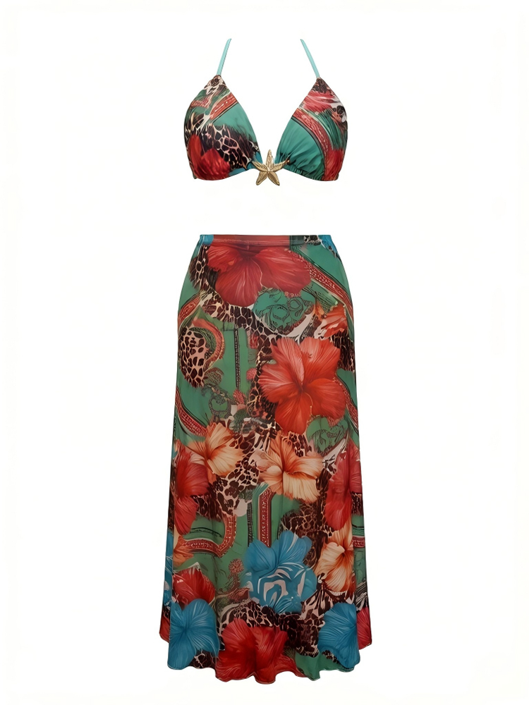 Women Plus Size Summer Boho Fl - Maxi Dress Halter บทวิจารณ์และราคา