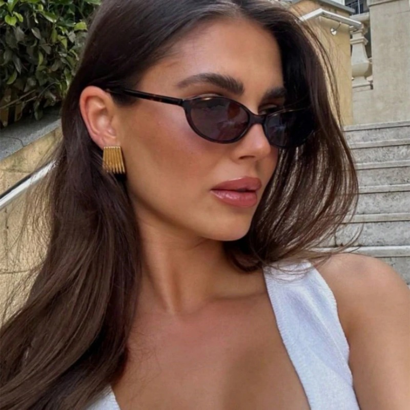 Retro Oval Frame Sunglasses Fa - Sunglasses Cat Eye บทวิจารณ์และราคา