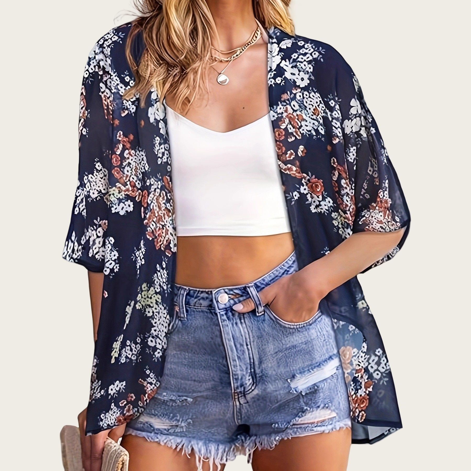 Swimsuit Woman 2025 Kimono Car - Kimono Sheer Floral บทวิจารณ์และราคา