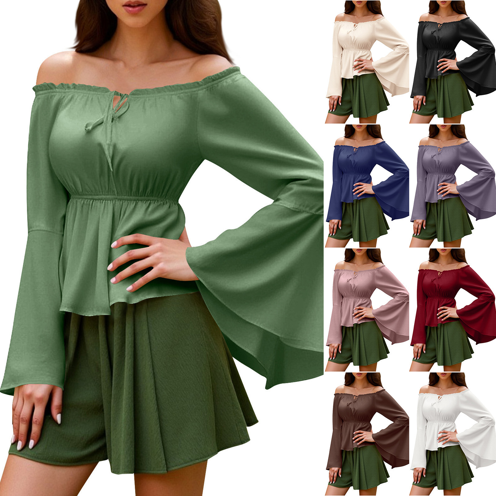Womens Blouse Gothic Renaissan - Blouse Off Shoulder บทวิจารณ์และราคา