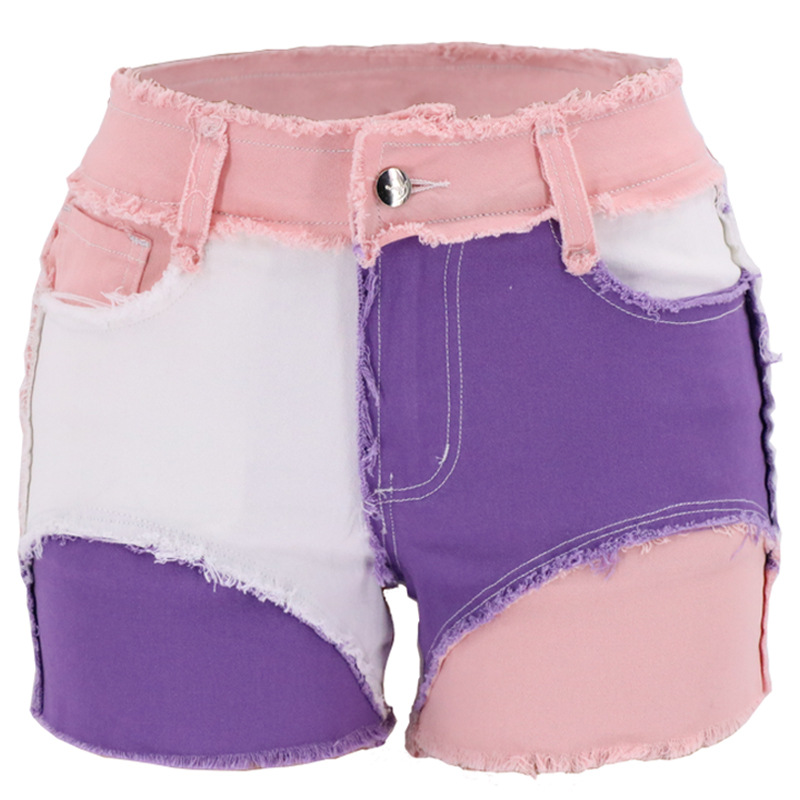 Fashion Mid-Waist Slim Fit Tor - Shorts Denim Frayed บทวิจารณ์และราคา
