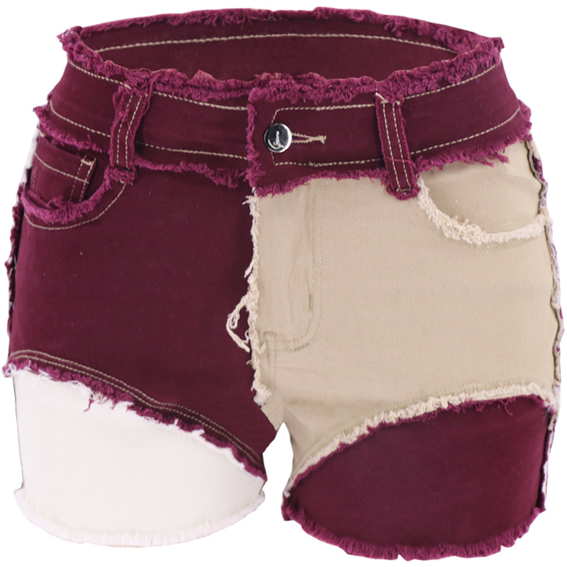 Fashion Mid-Waist Slim Fit Tor - Shorts Denim Frayed บทวิจารณ์และราคา