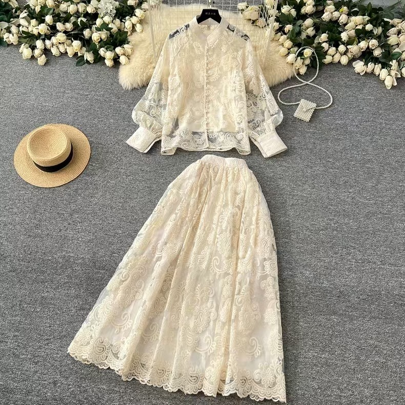 Elegant 2 Piece Long Dress Wom - Midi Skirt Floral บทวิจารณ์และราคา