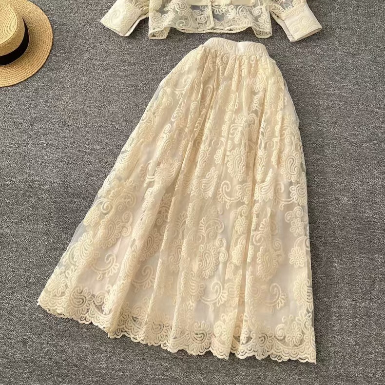 Elegant 2 Piece Long Dress Wom - Midi Skirt Floral บทวิจารณ์และราคา