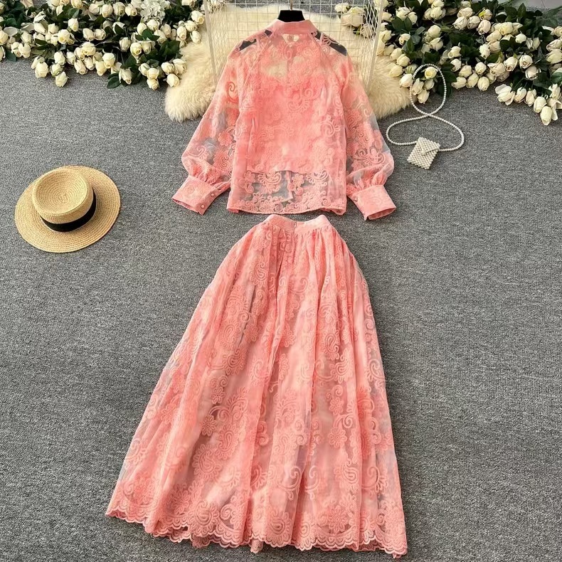 Elegant 2 Piece Long Dress Wom - Midi Skirt Floral บทวิจารณ์และราคา