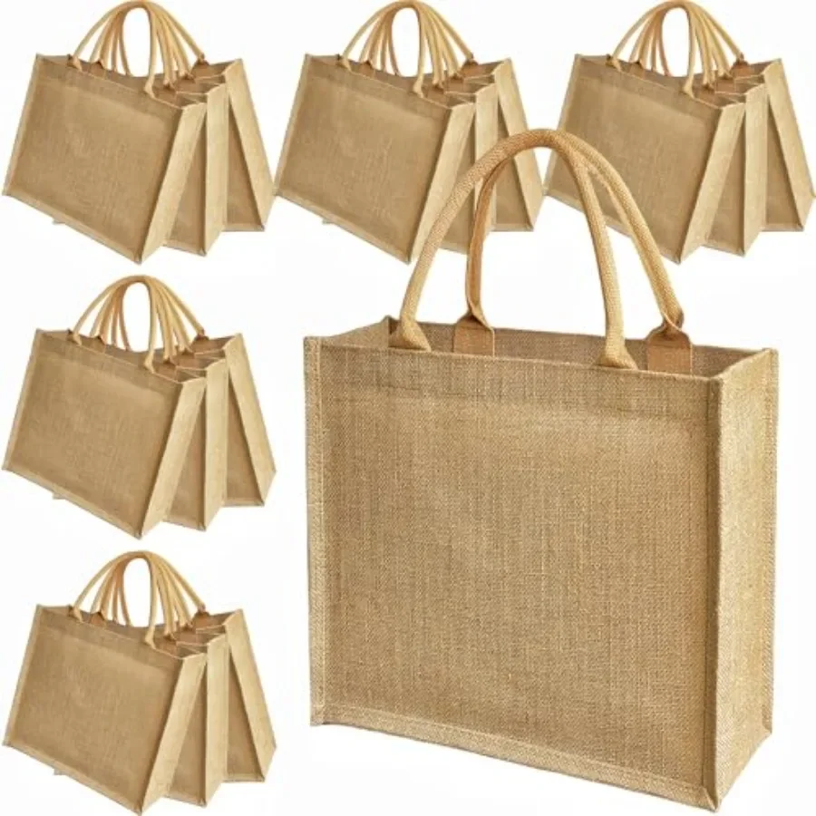 15 Pack Burlap Tote Bags 12x12 - Tote Bag Beach บทวิจารณ์และราคา