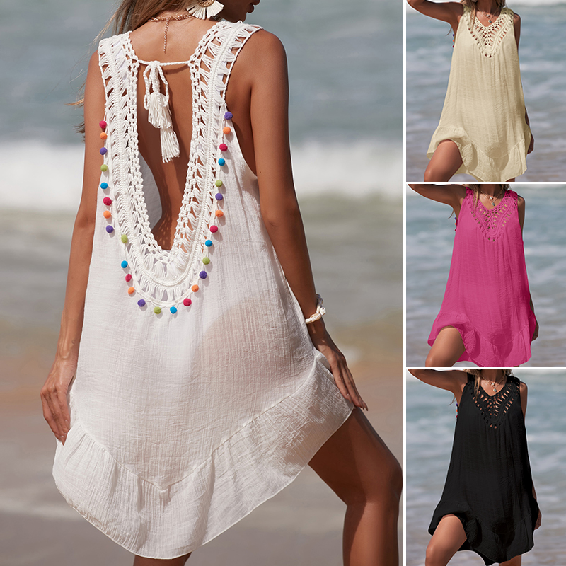 Women V-Neck Backless Hollow O - Cover Up Kaftan บทวิจารณ์และราคา
