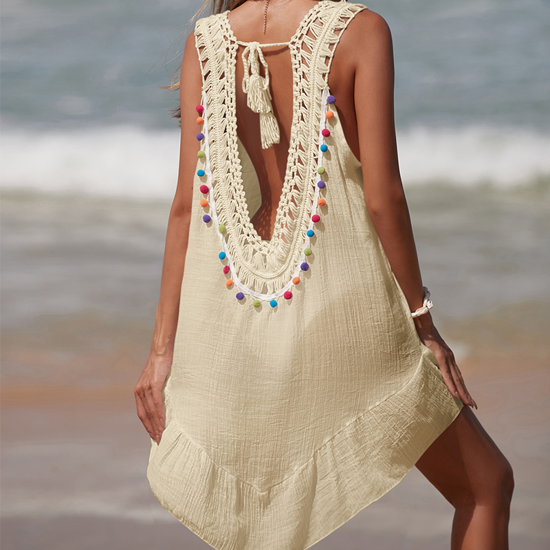 Women V-Neck Backless Hollow O - Cover Up Kaftan บทวิจารณ์และราคา