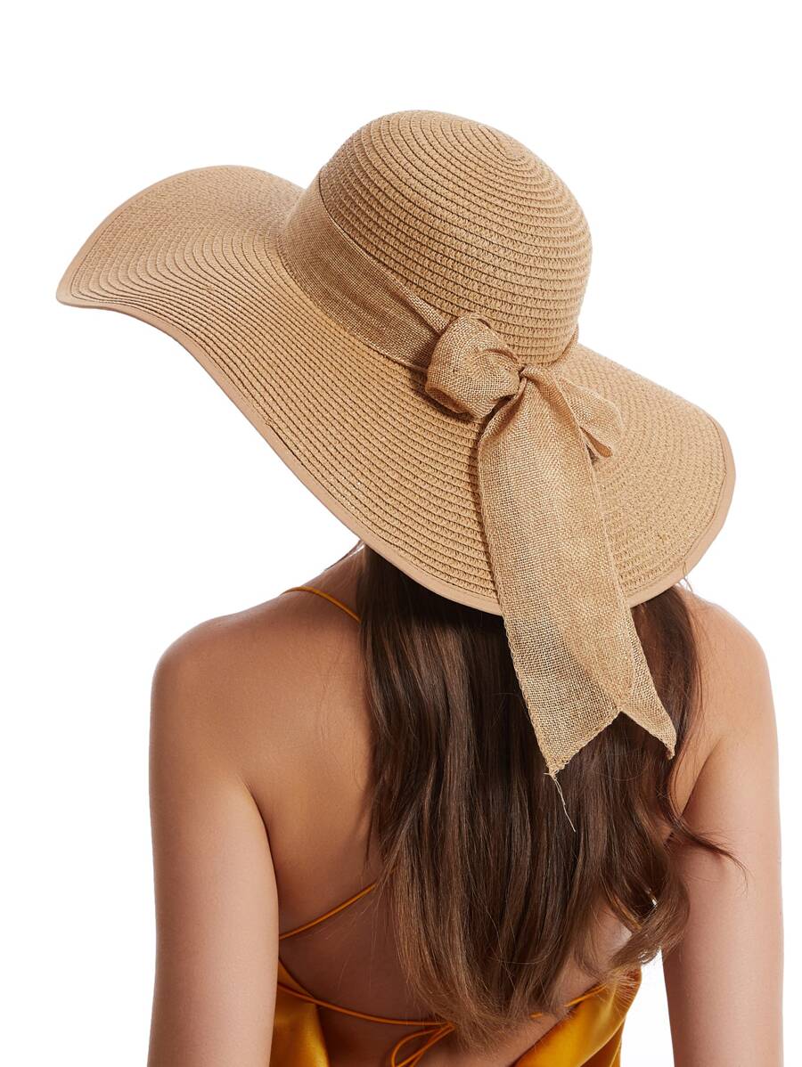 Womens Wide Brim Floppy Straw  - Hat Floppy Wide บทวิจารณ์และราคา