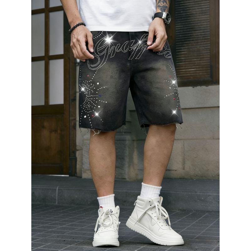 American Streetwear Men's Non- - Shorts Denim Frayed บทวิจารณ์และราคา