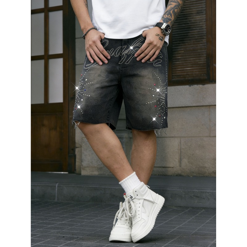 American Streetwear Men's Non- - Shorts Denim Frayed บทวิจารณ์และราคา