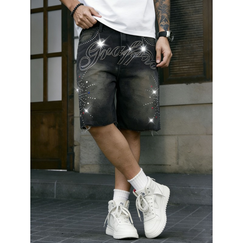American Streetwear Men's Non- - Shorts Denim Frayed บทวิจารณ์และราคา