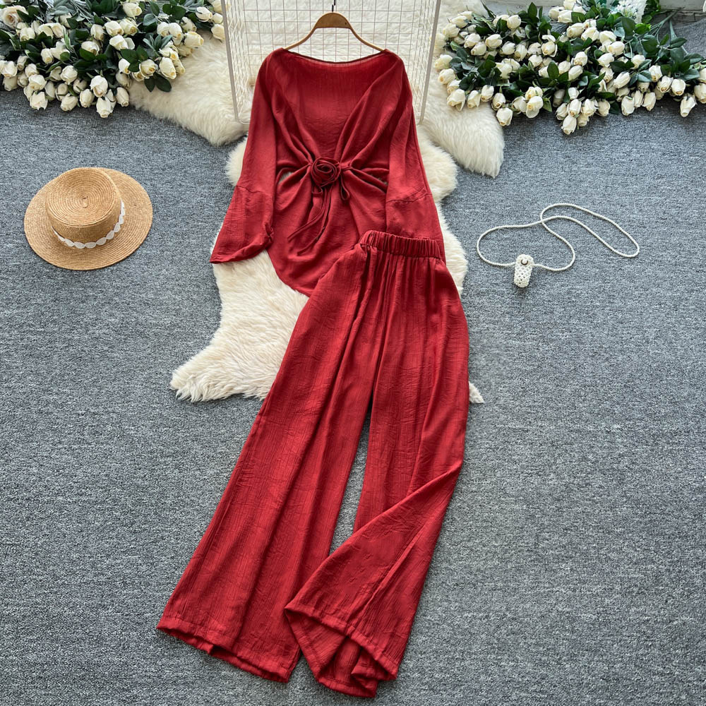 Two Pieces Women Pant Sets Sol - Linen Pant Wide บทวิจารณ์และราคา