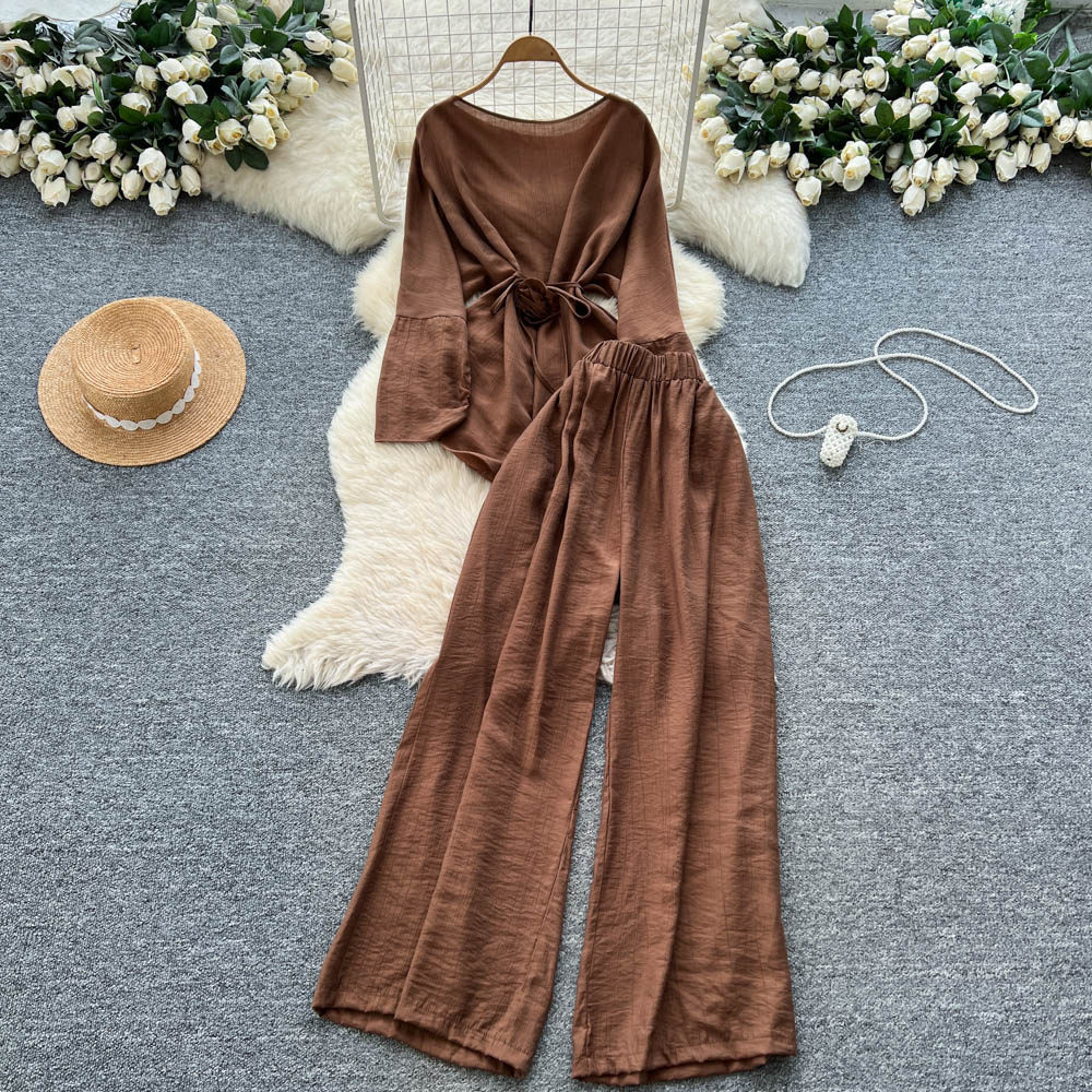 Two Pieces Women Pant Sets Sol - Linen Pant Wide บทวิจารณ์และราคา