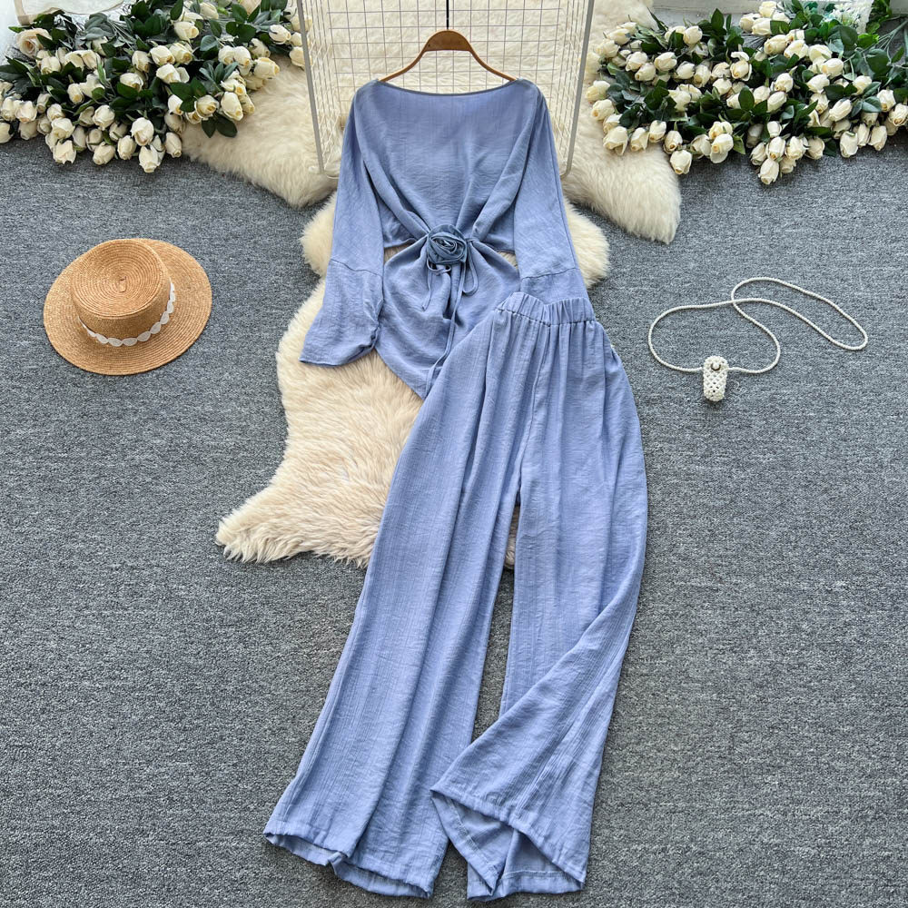 Two Pieces Women Pant Sets Sol - Linen Pant Wide บทวิจารณ์และราคา