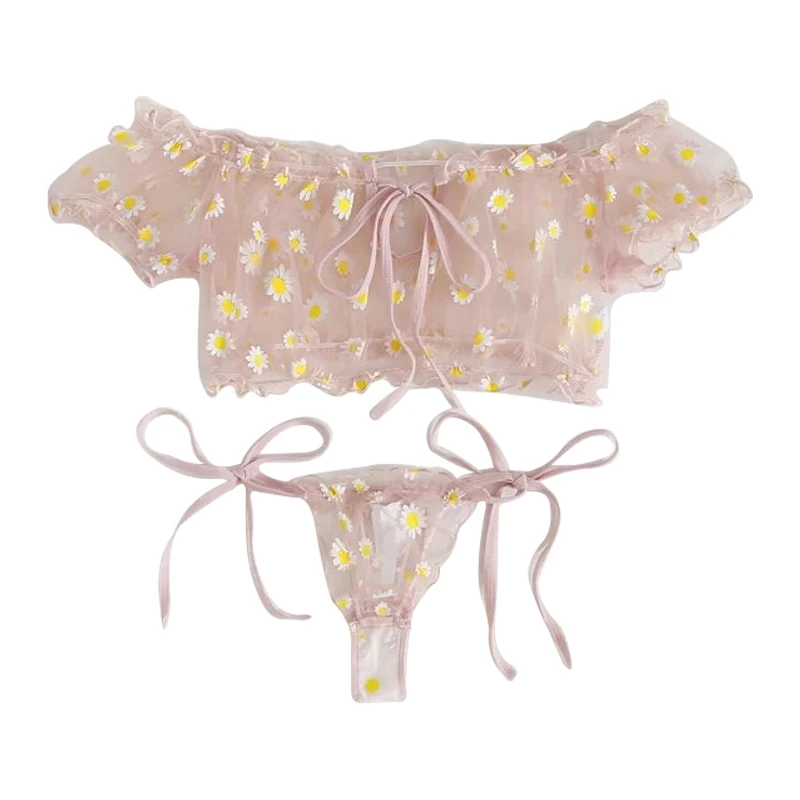 Sexy Women's Underwear Lace Fl - Bralette Triangle Set บทวิจารณ์และราคา