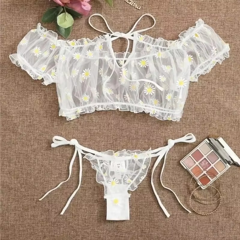 Sexy Women's Underwear Lace Fl - Bralette Triangle Set บทวิจารณ์และราคา