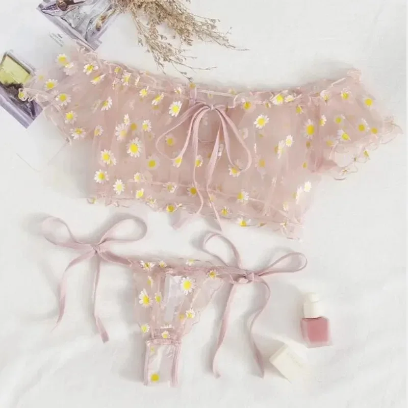 Sexy Women's Underwear Lace Fl - Bralette Triangle Set บทวิจารณ์และราคา