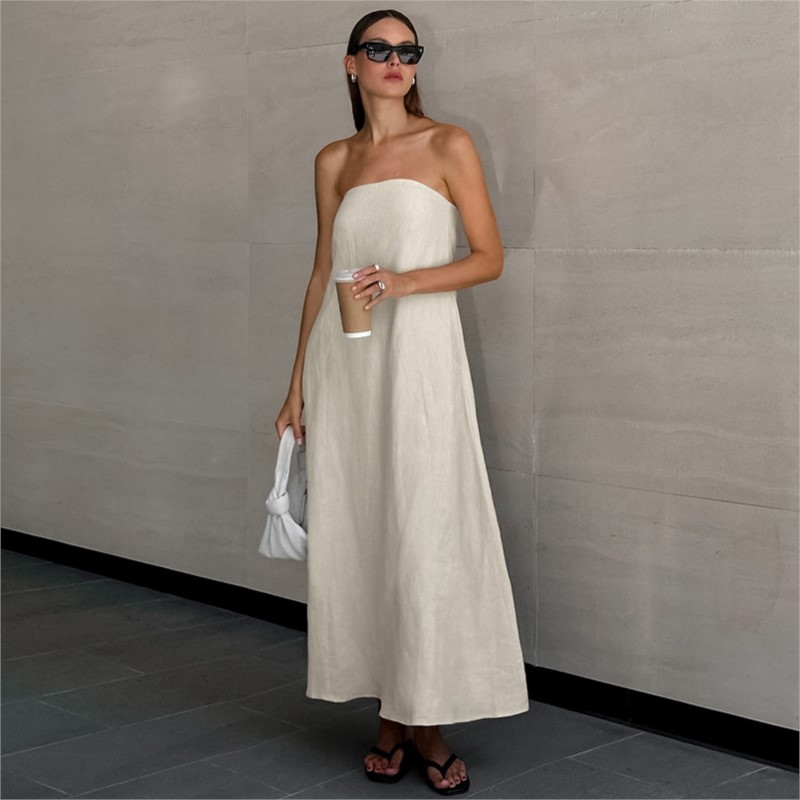 Fashion Elegant Simple Design  - Linen Dress Wrap บทวิจารณ์และราคา