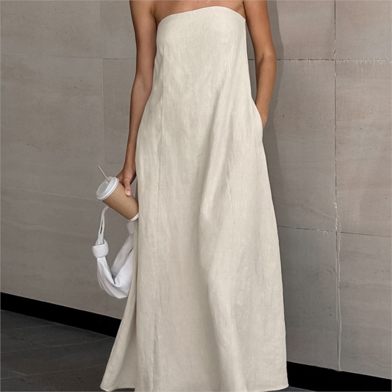 Fashion Elegant Simple Design  - Linen Dress Wrap บทวิจารณ์และราคา