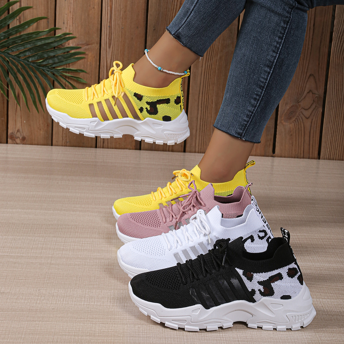 Leopard Print Knit Women's Sne - Wedge Espadrille Women บทวิจารณ์และราคา