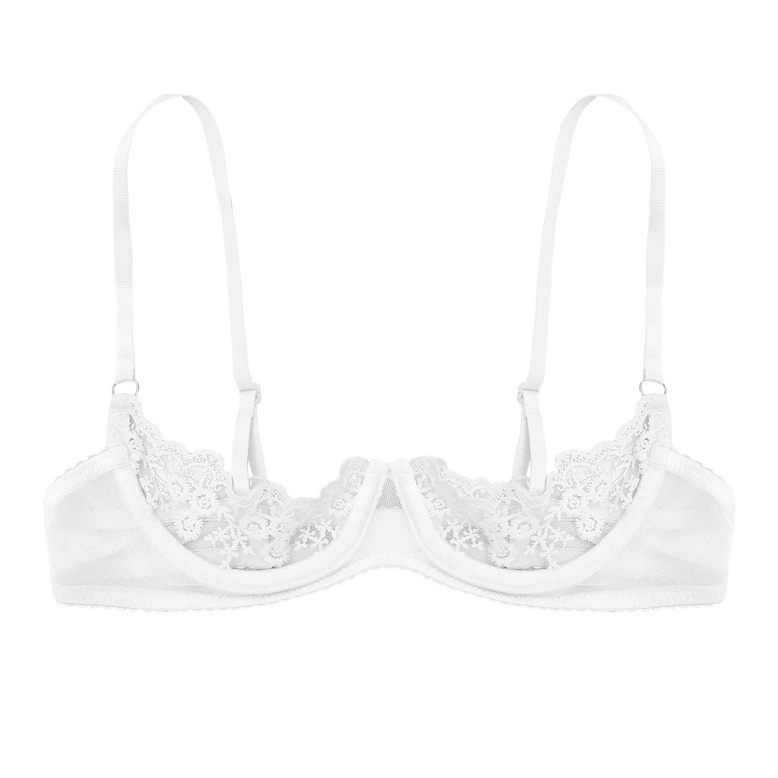 Women's Floral Lace Quarter Cu - Bralette Triangle Set บทวิจารณ์และราคา