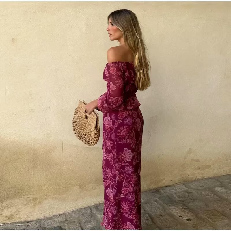 Women's Fashion Printed Off-Sh - Blouse Off Shoulder บทวิจารณ์และราคา