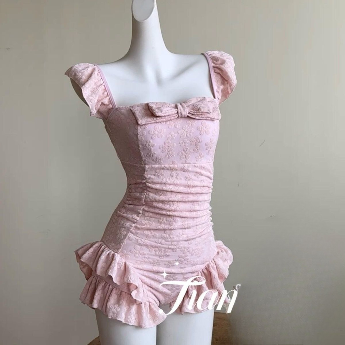 Swimsuit Women Pink Jacquard F - Swimsuit Bikini Ruched บทวิจารณ์และราคา