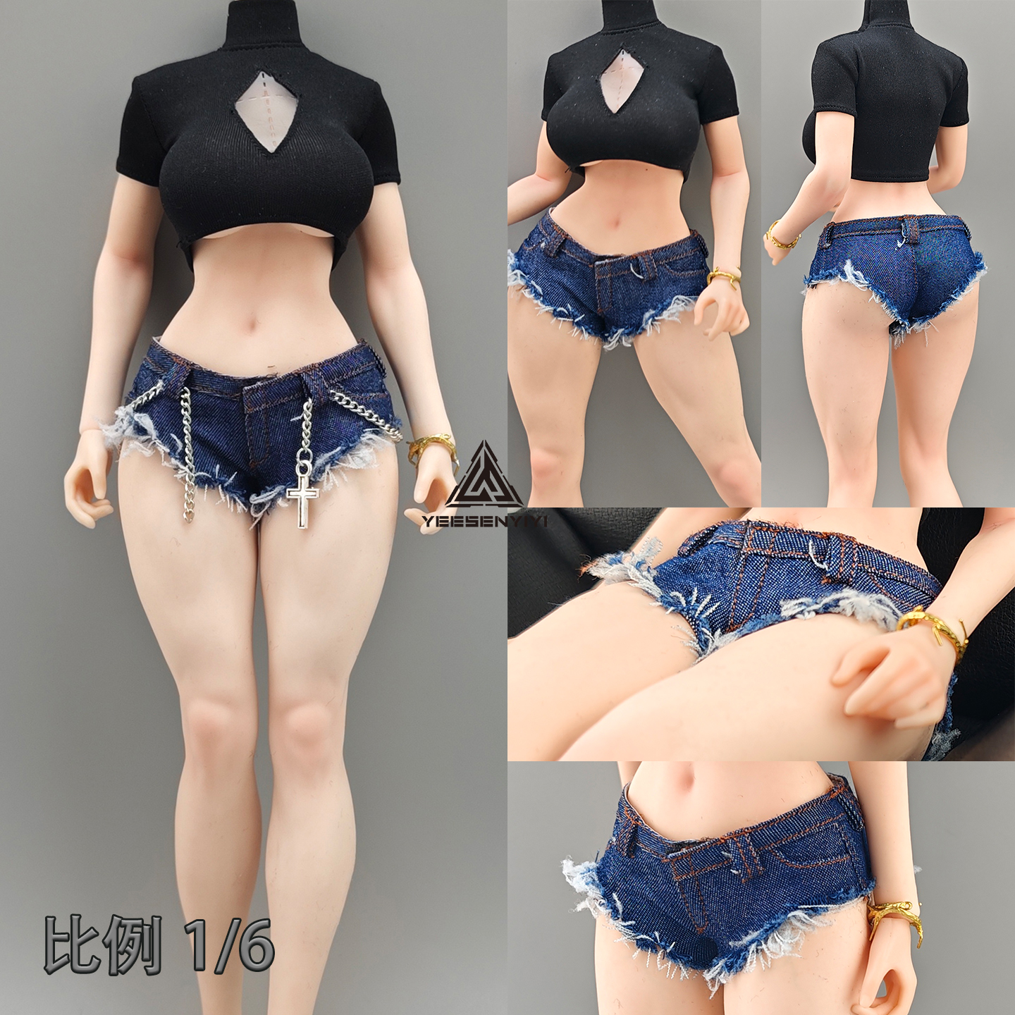 1/6 Scale Distressed Denim Min - Shorts Denim Frayed บทวิจารณ์และราคา