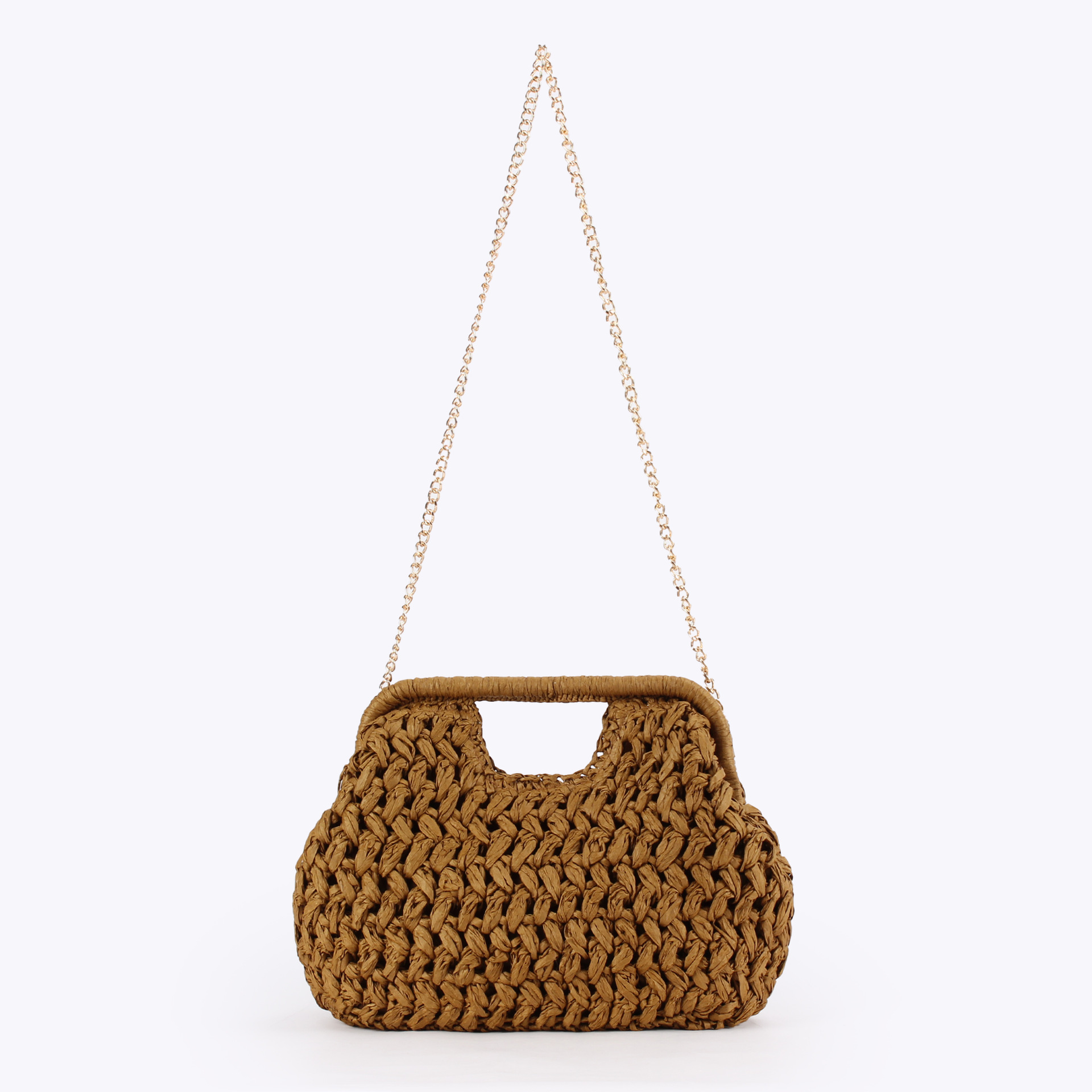 Elegant Ladies Chain Hand Knit - Crochet Bag Raffia บทวิจารณ์และราคา