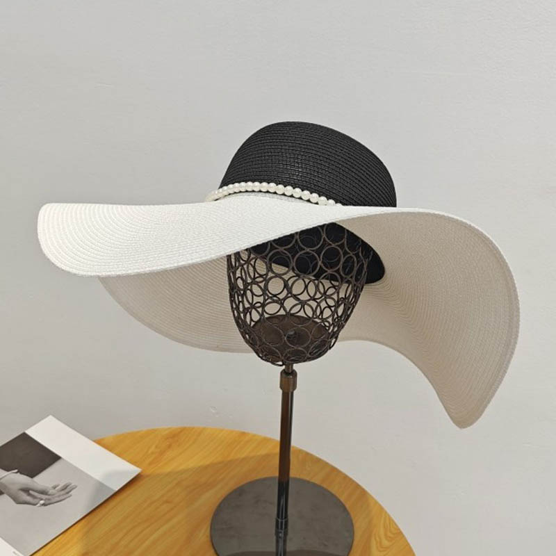 Two Tones Wide Brim Summer Hat - Hat Floppy Wide บทวิจารณ์และราคา