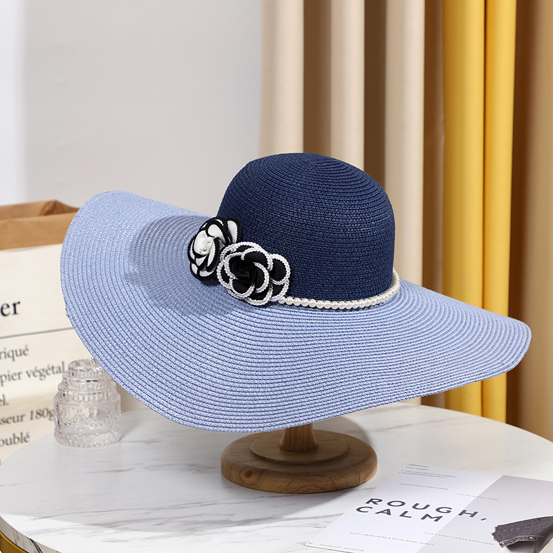 Two Tones Wide Brim Summer Hat - Hat Floppy Wide บทวิจารณ์และราคา