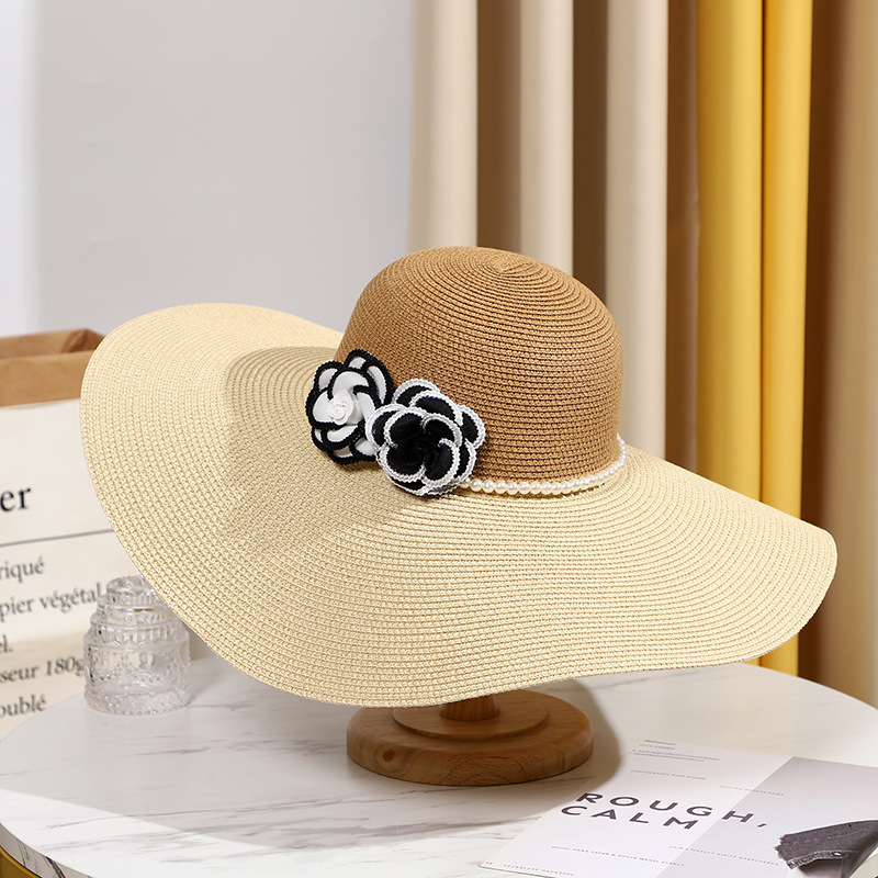 Two Tones Wide Brim Summer Hat - Hat Floppy Wide บทวิจารณ์และราคา