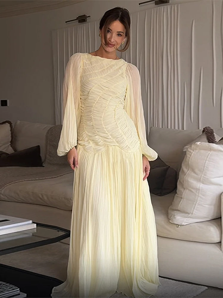 BWQ Elegant Chiffon Pleated Lo - Linen Dress Wrap บทวิจารณ์และราคา