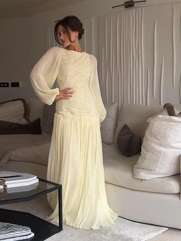 BWQ Elegant Chiffon Pleated Lo - Linen Dress Wrap บทวิจารณ์และราคา