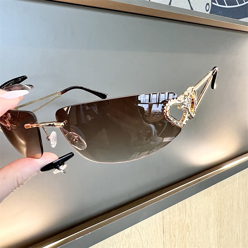 New Oval Cat Eye Frameless Mer - Sunglasses Cat Eye บทวิจารณ์และราคา