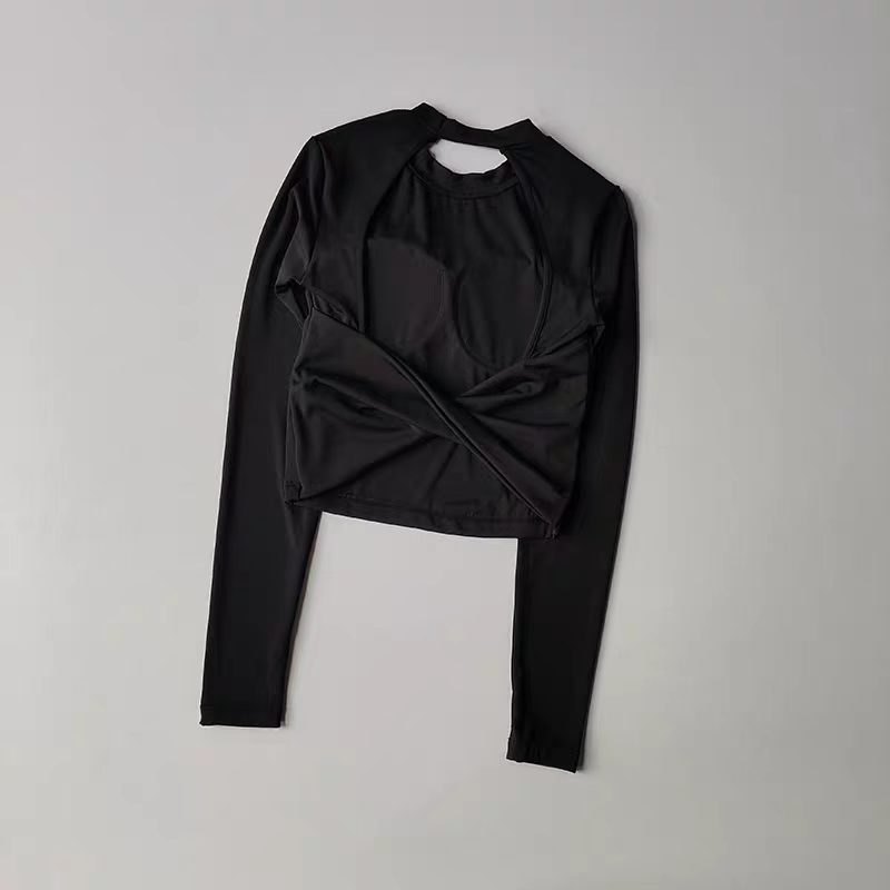 Women Long Sleeve Knotted Yoga - Crop Top Crochet บทวิจารณ์และราคา