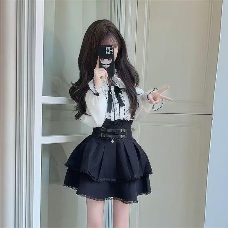 Japanese Gothic Y2k Lolita Sty - Blouse Off Shoulder บทวิจารณ์และราคา