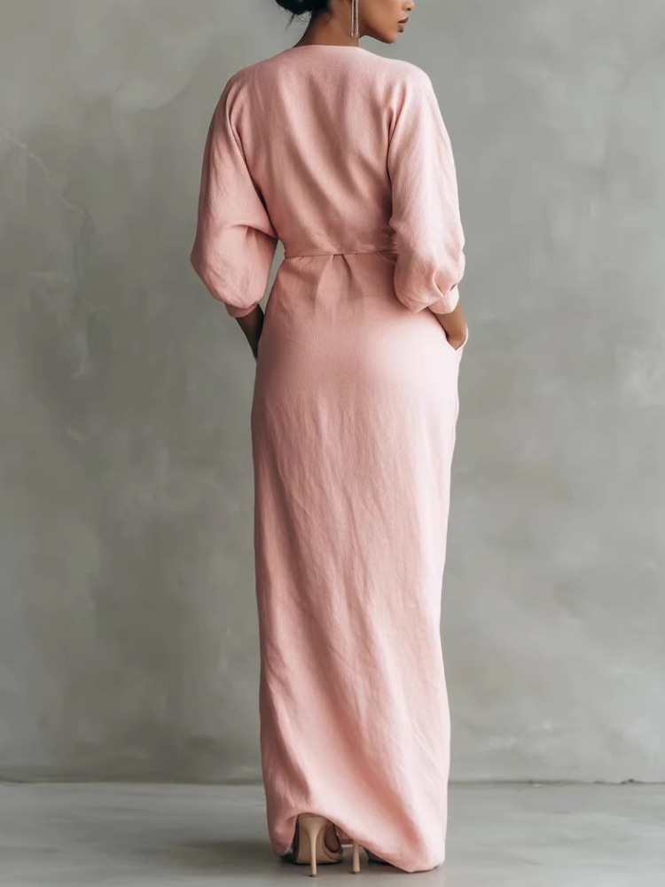 Women Linen Blend Wrap Maxi Dr - Linen Dress Wrap บทวิจารณ์และราคา