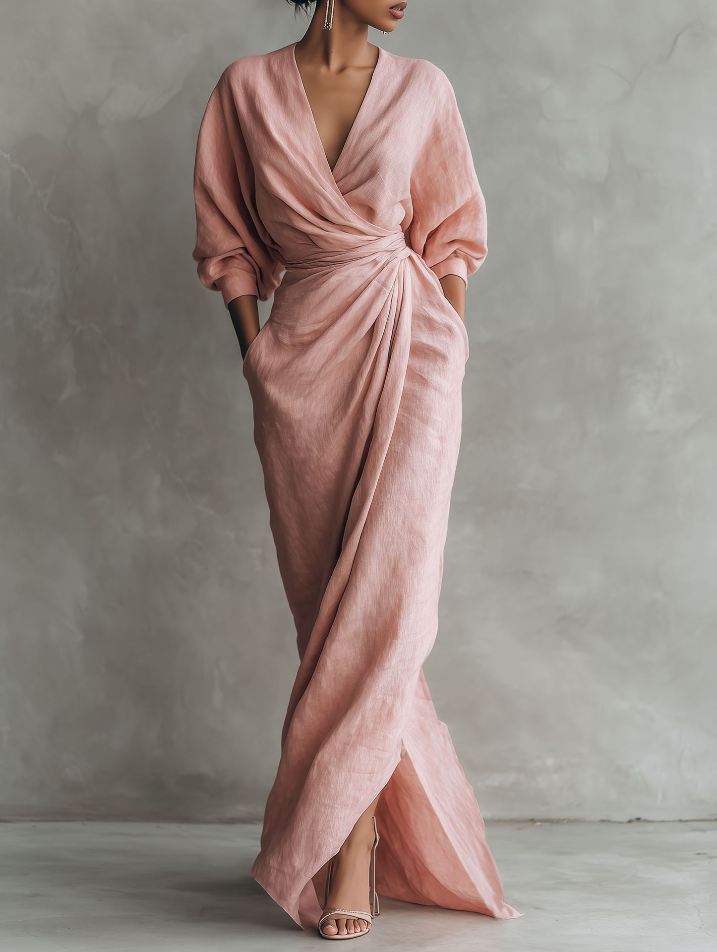 Women Linen Blend Wrap Maxi Dr - Linen Dress Wrap บทวิจารณ์และราคา