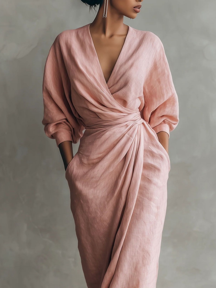 Women Linen Blend Wrap Maxi Dr - Linen Dress Wrap บทวิจารณ์และราคา