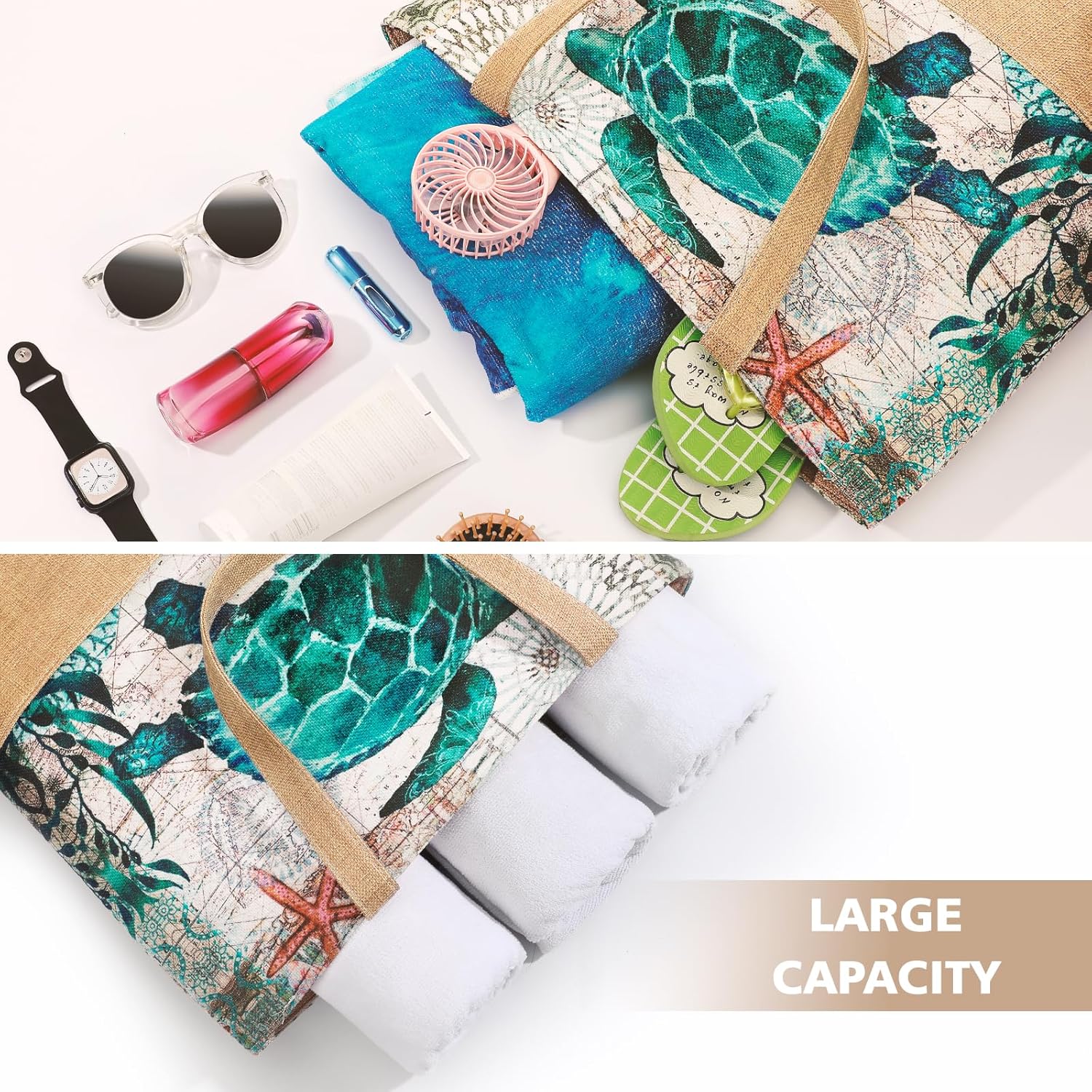 Large Beach Bag for Women with - Tote Bag Beach บทวิจารณ์และราคา