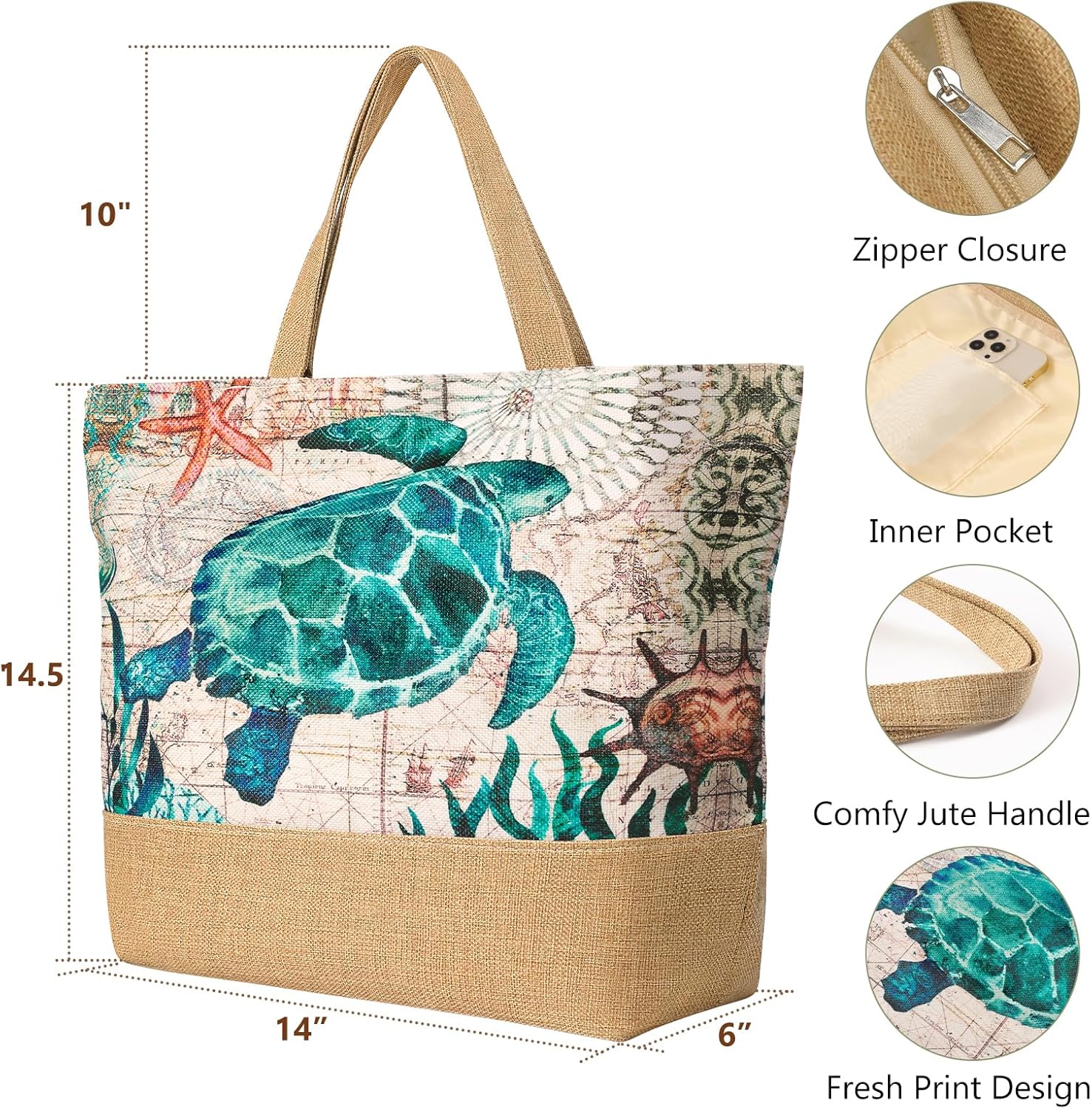 Large Beach Bag for Women with - Tote Bag Beach บทวิจารณ์และราคา