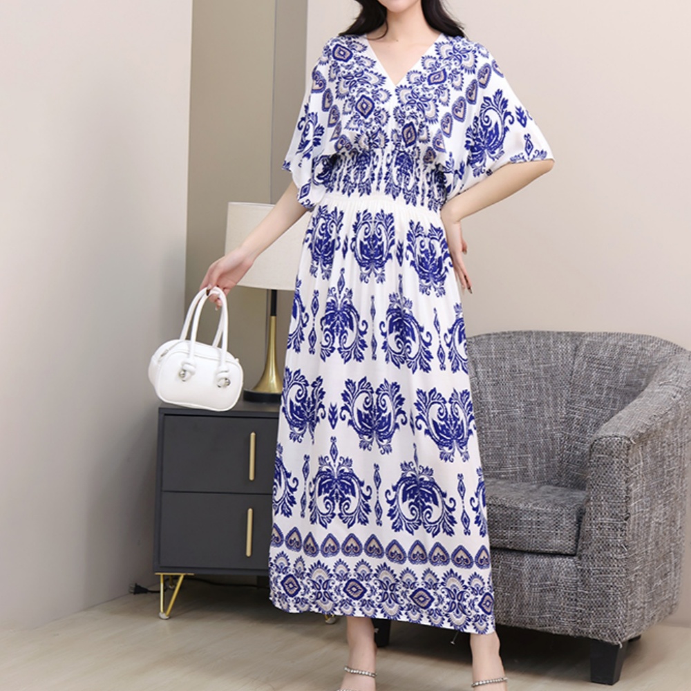 Colorful Casual Holiday Dress  - Midi Skirt Floral บทวิจารณ์และราคา