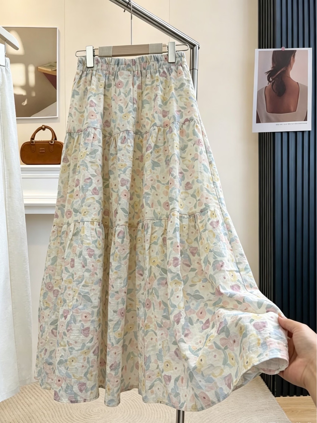 Summer Floral Print A-Line Mid - Midi Skirt Floral บทวิจารณ์และราคา