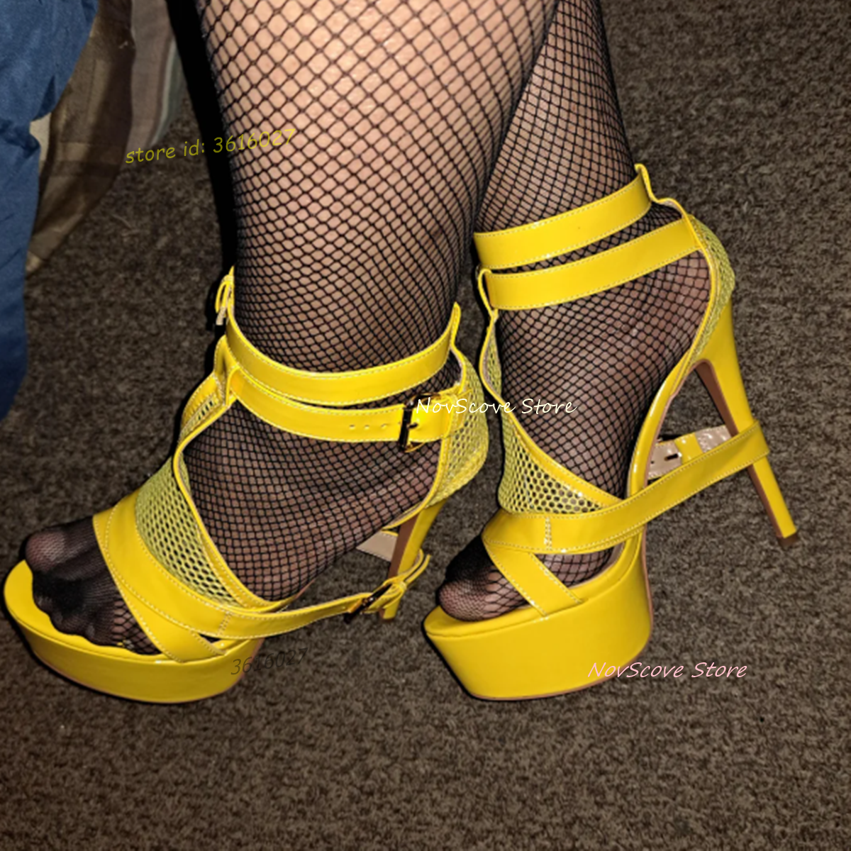 Yellow Open Toe Strappy Sandal - Sandal Strappy Heeled บทวิจารณ์และราคา