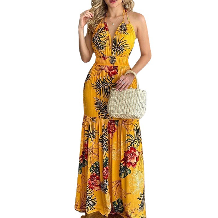 Floral Maxi Dress Long Backles - Maxi Dress Halter บทวิจารณ์และราคา